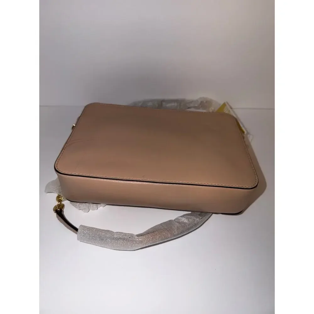 Michael Kors Jet Set Travel Oyster Leather Large EW Nude Crossbody Bag NWT $198